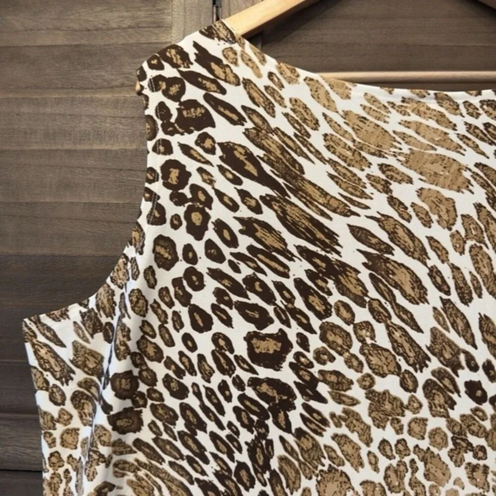 JMS Just My Size Leopard Print Damask Border Scoop Neck Sleeveless Shift Dress‎